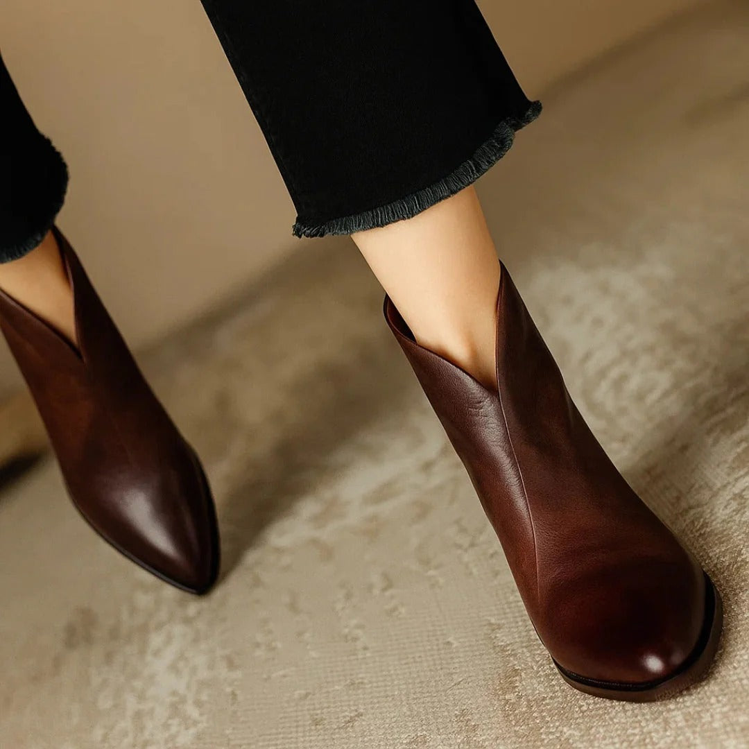 Viela® | Leather Ankle Boots