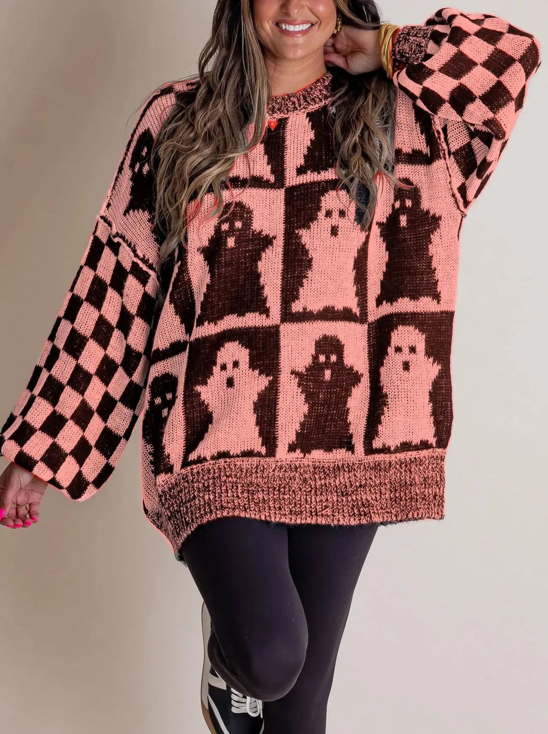 Spooky | Women's Halloween Checkered Sweater - Spooky Season