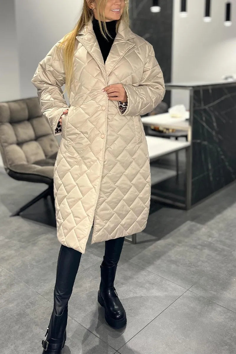 Olivia – Reversible Quilted Coat with Leopard Print Lining
