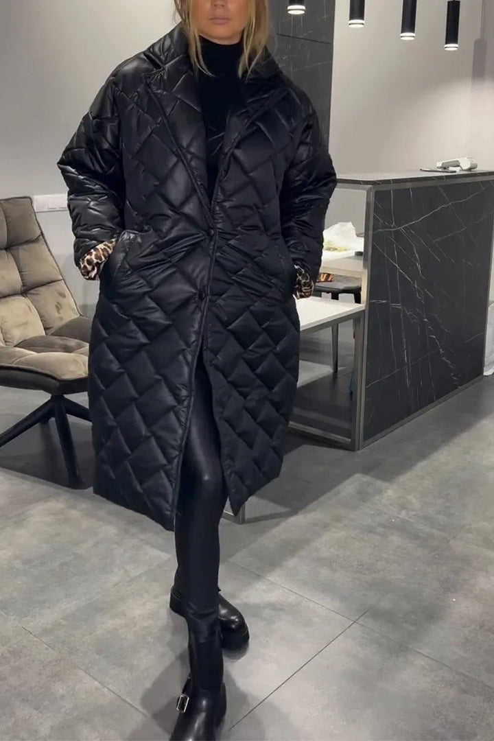 Olivia – Reversible Quilted Coat with Leopard Print Lining